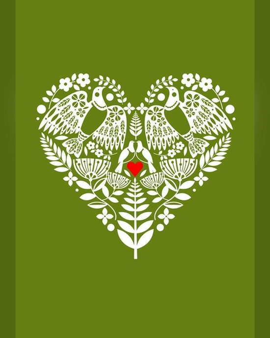 Kereru Heart Moss Green