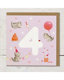 Kittens & Balloons - 4th Birthday Card Birthday Cards
