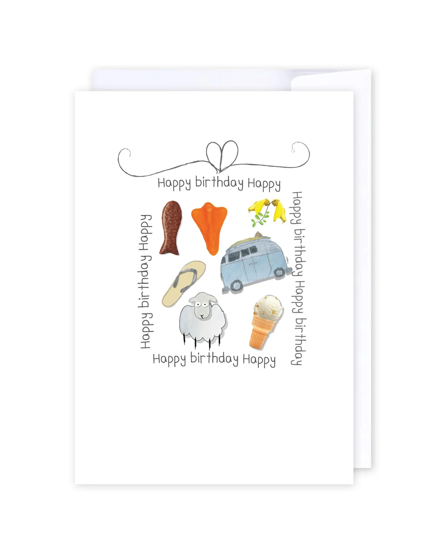 Kiwiana birthday gift box Greeting Cards