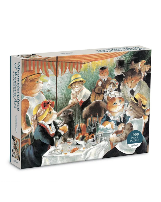 Galison Luncheon of the Boating Party Meowsterpiece of Western Art 1000-Piece Jigsaw Puzzle