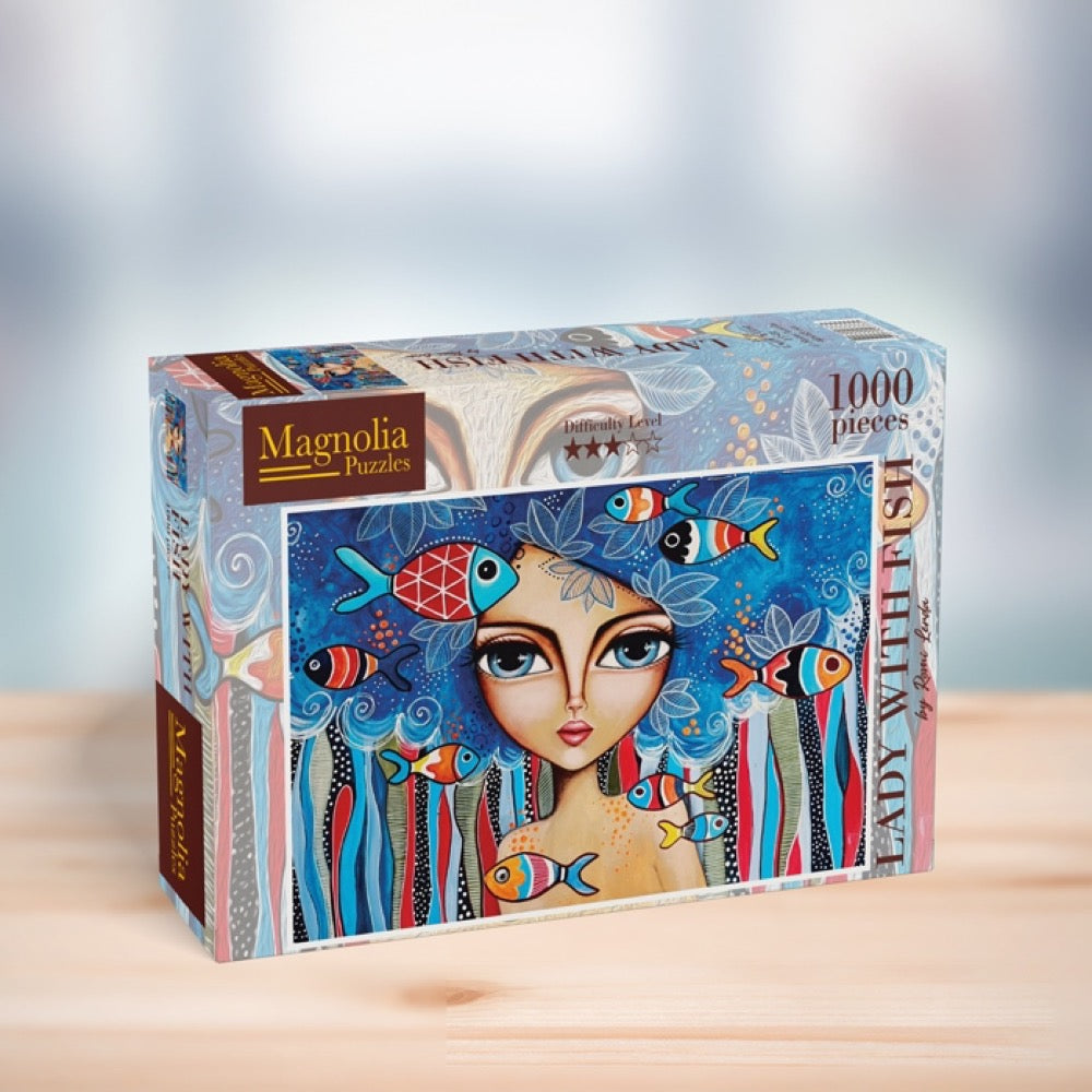 Magnolia Lady with Fish Romi Lerda Special Edition 1000pc Jigsaw Puzzle