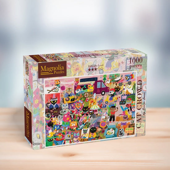 Magnolia Cat Crowd Lauren Lowen Special Edition 1000pc Jigsaw Puzzle
