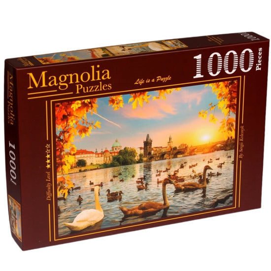 Magnolia Swans Near Charles Bridge 1000pc Jigsaw Puzzle