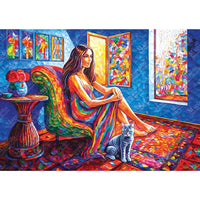 Magnolia Woman with Cat Elif Hurdogan Special Edition 1000pc Jigsaw Puzzle