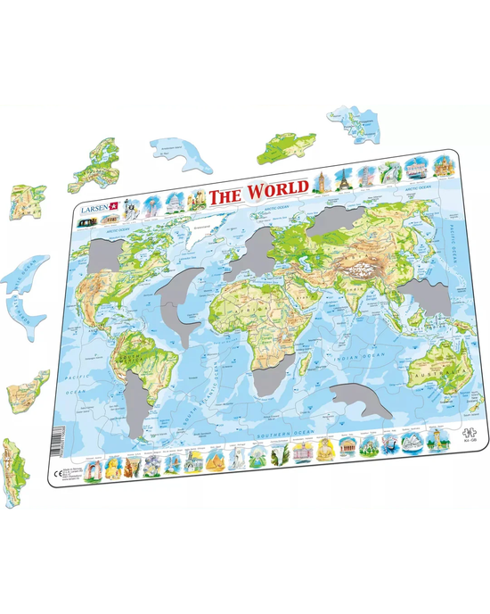 Larsen World Topographic Map 80-Piece Jigsaw Puzzle