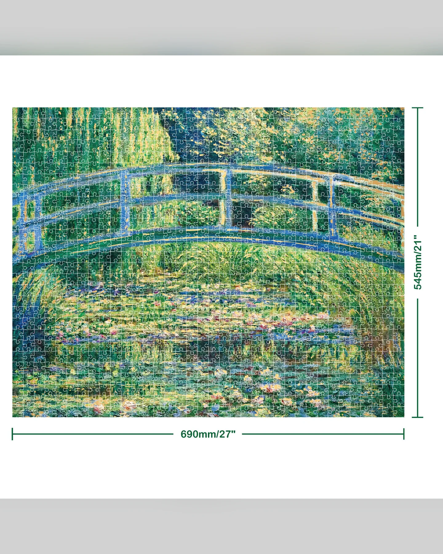 Mindbogglers Gold Bridge Over a Pond of Water Lilies 1000-Piece Jigsaw Puzzle-3