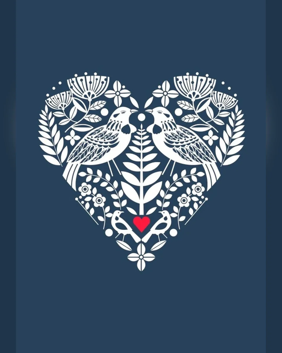 New Zealand Indigo Tui Heart
