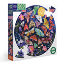 eeBoo Moths 500-Piece Round Jigsaw Puzzle