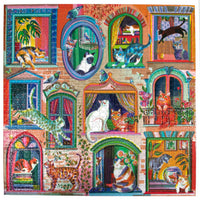 eeBoo 1000pc Puzzle: Cats in Windows