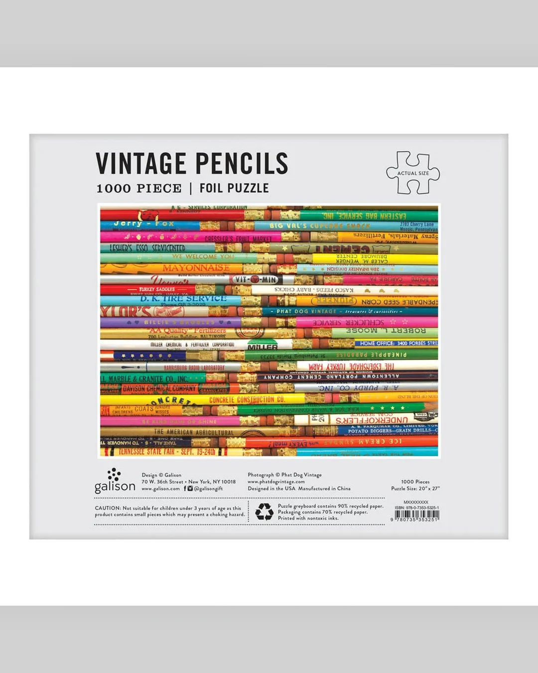 Galison Phat Dog Vintage Pencils 1000-Piece Jigsaw Puzzle-3