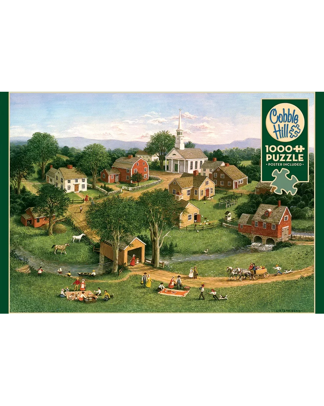 Cobble Hill Picnic by the Bridge 1000-Piece Jigsaw Puzzle-3