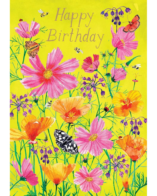 Pink Floral - Birthday Card