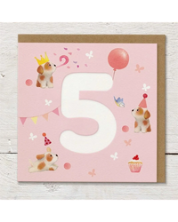 Puppies & Balloons - 5th Birthday Card Birthday Cards