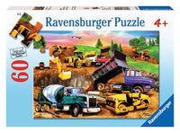Ravensburger Construction Crowd 60-piece puzzle box with trucks, loaders and earthmoving machinery