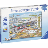 Ravensburger Airport Construction Site 100-piece puzzle box with aircraft, cranes and construction vehicles