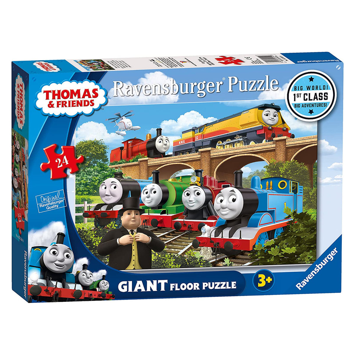Ravensburger Thomas & Friends Giant Floor 24-piece puzzle box featuring Rebecca and the Sodor engines