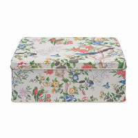 Sanderson Chinoiserie Hall deep rectangular tin with birds and flowers