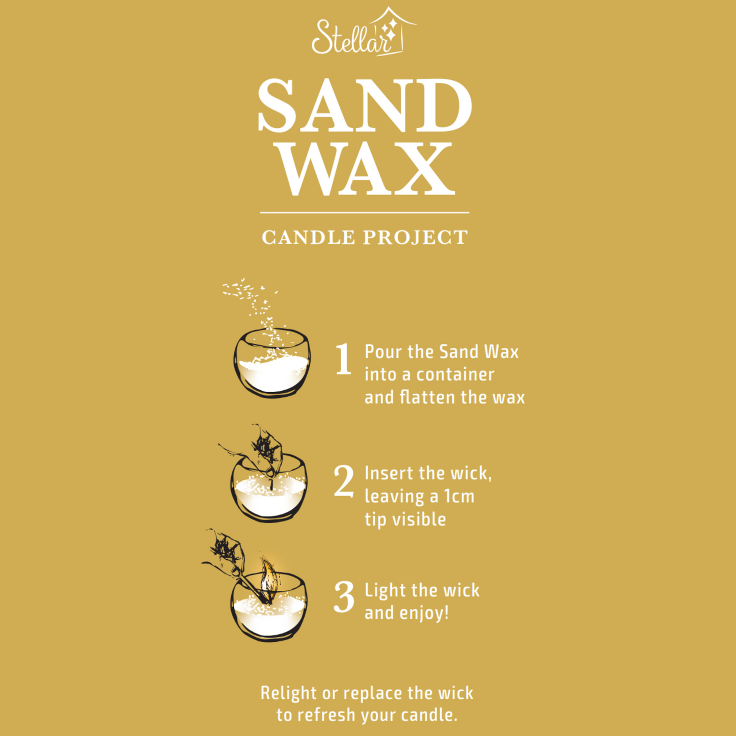 Sand Wax 250gm (500ml vol) Wicks Included