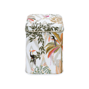 Sara Miller London Palm Garden 100 g square tin with tropical foliage and birds