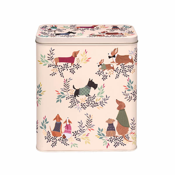 Sara Miller London Dapper Dogs large rectangular storage tin with illustrated dogs