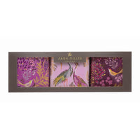 Sara Miller London Haveli Garden set of three square caddies in mauve pink and plum