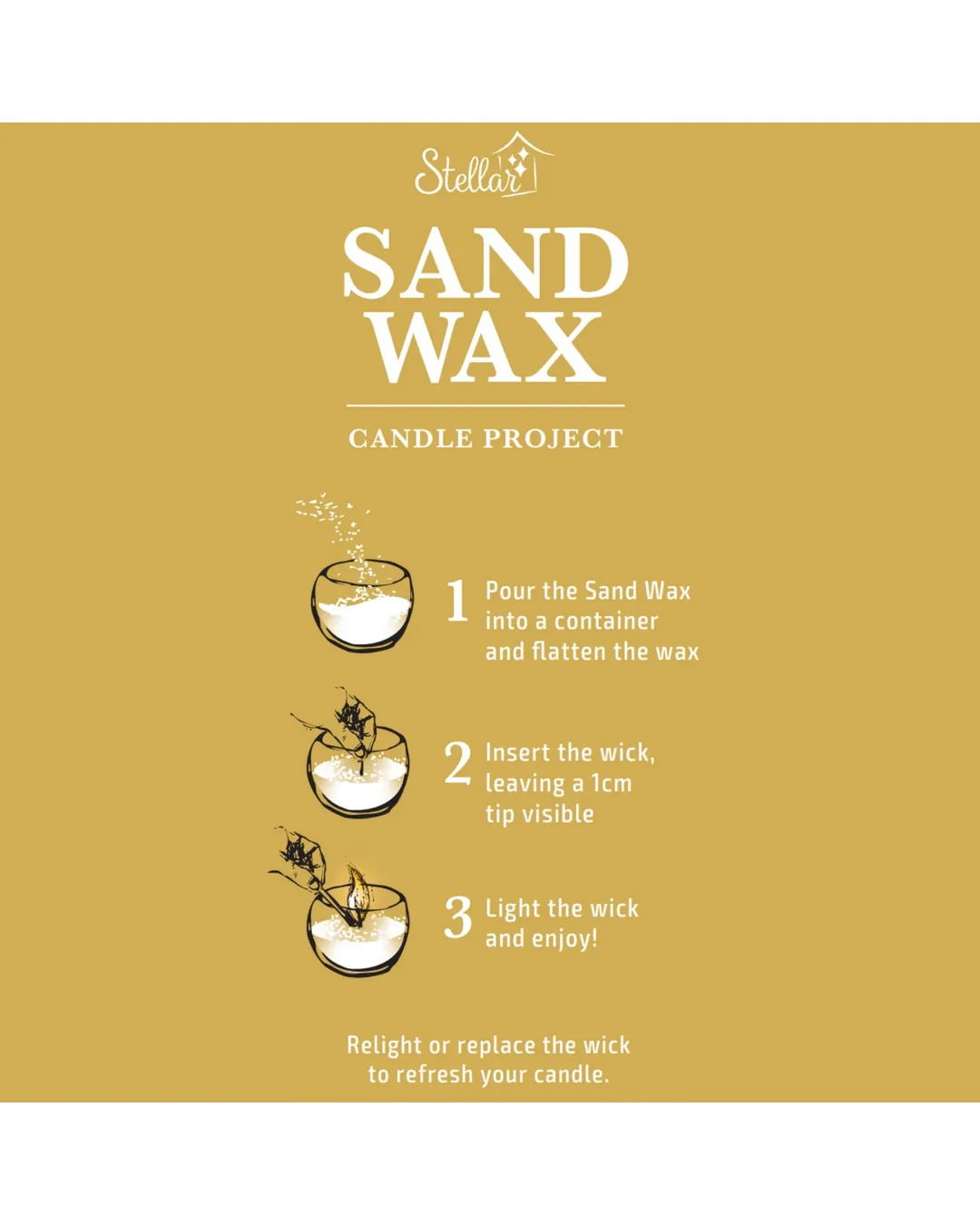 Sand Wax 250gm (500ml vol) Wicks Included candle