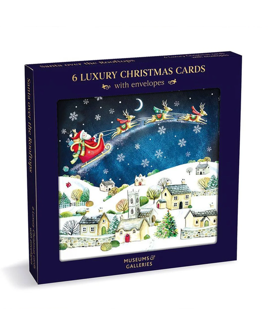 Santa Over The Rooftops 6 Pkt - Christmas Card Pack