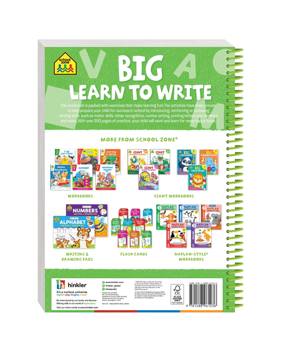 School Zone Big Spiro Writing Workbook