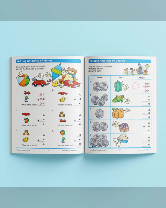 School Zone I Know It! Time, Money & Fractions Workbook