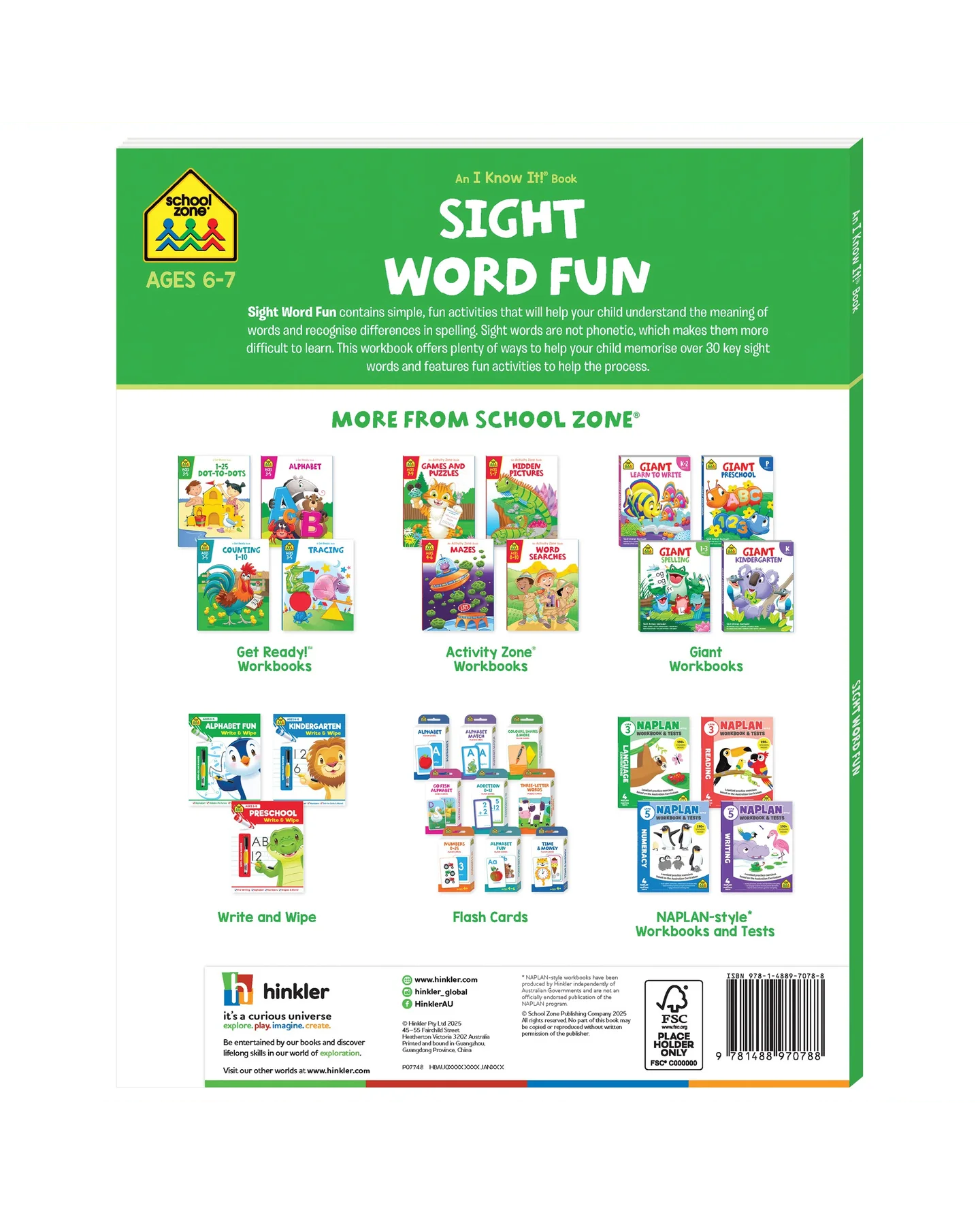 School Zone Sight Word Fun I Know It! Workbook-2