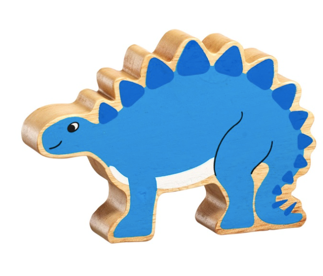 Lanka Kade Blue Stegosaurus Wooden Dinosaur Figure