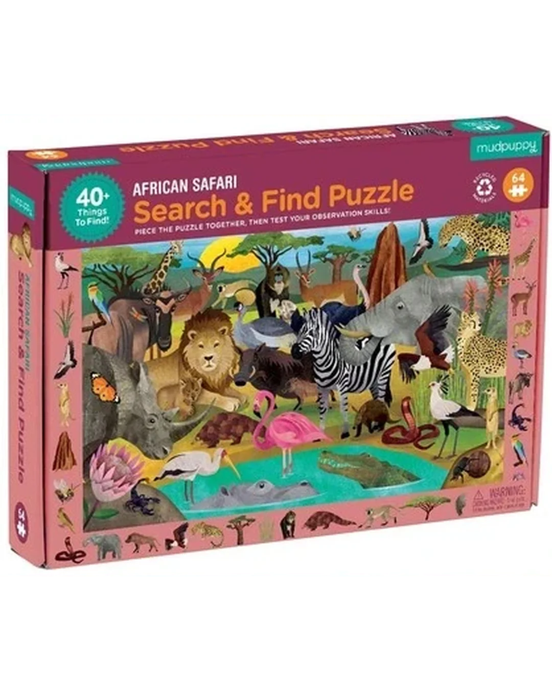 Mudpuppy Search & Find African Safari 64-Piece Puzzle