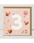 Squirrels & Balloons - 3rd Birthday Card Birthday Cards