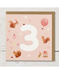 Squirrels & Balloons - 3rd Birthday Card Birthday Cards