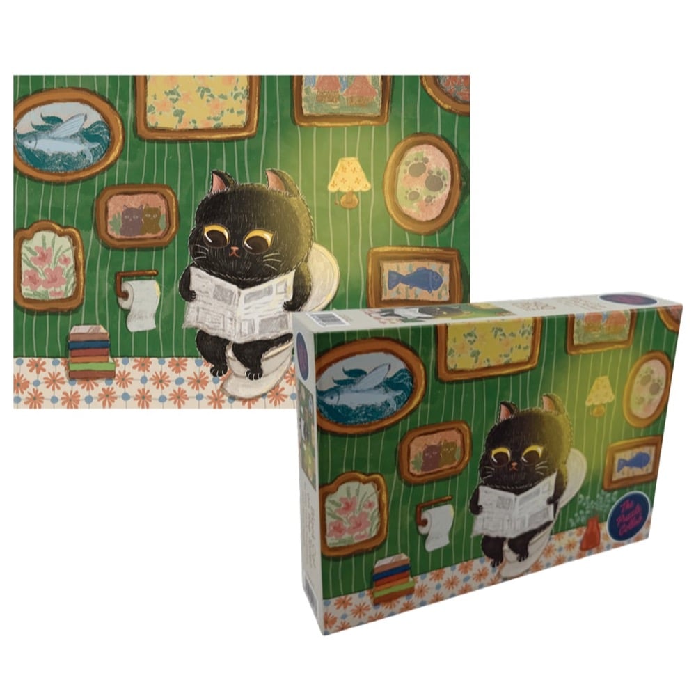 The Puzzle Collab Black Cat on The Toilet 500 Piece Puzzle