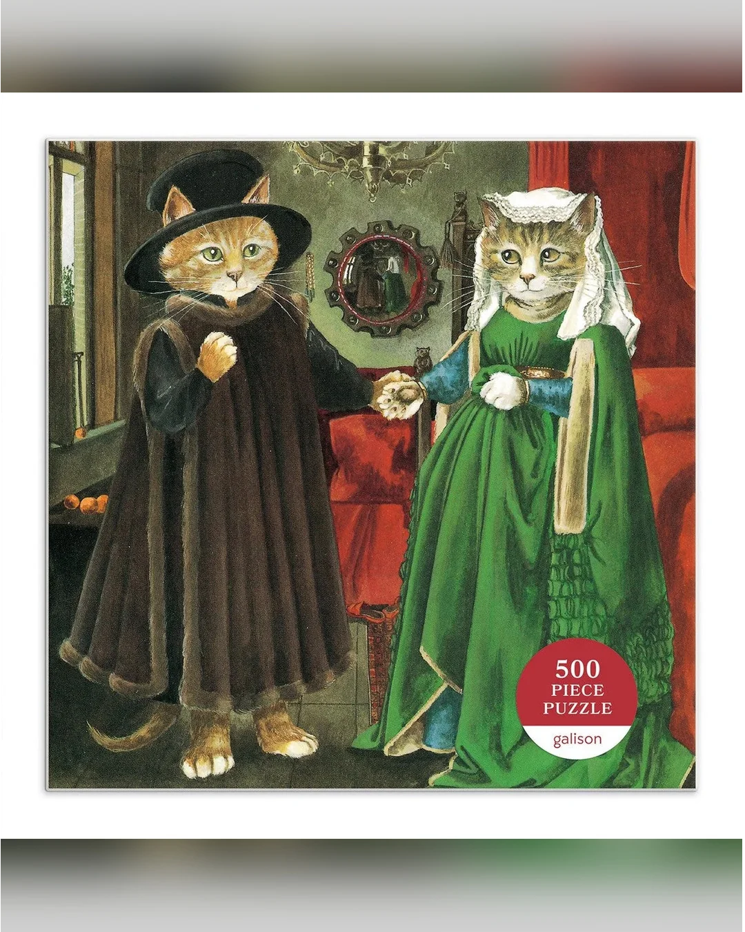 Galison The Arnolfini Marriage Meowsterpiece of Western Art 500-Piece Jigsaw Puzzle-2
