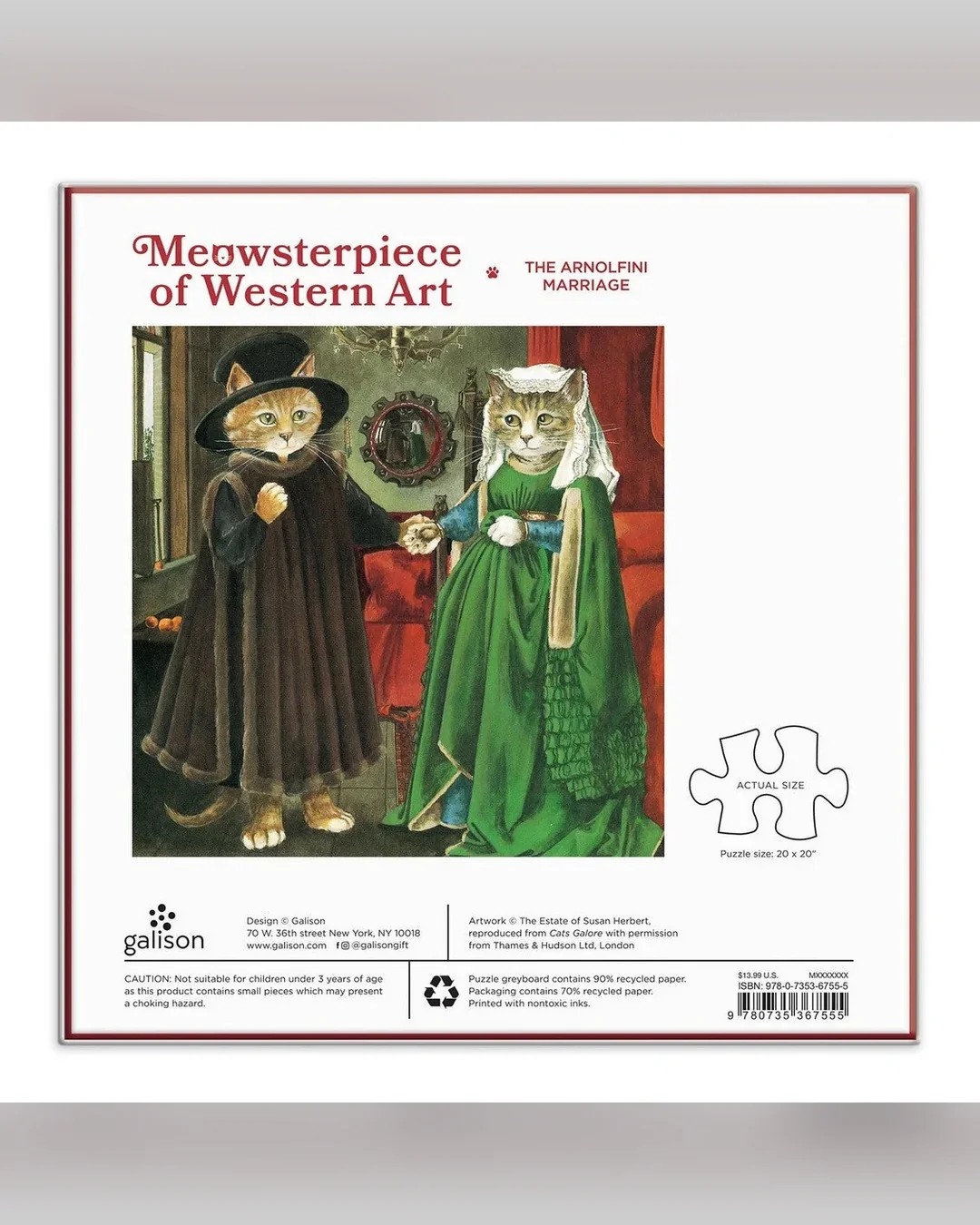 Galison The Arnolfini Marriage Meowsterpiece of Western Art 500-Piece Jigsaw Puzzle-4