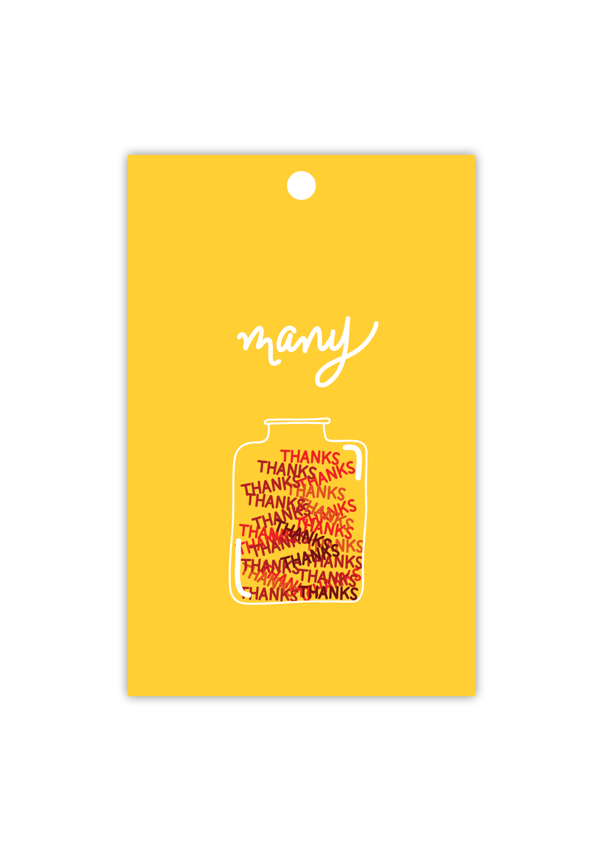 To The Moon & Back Prints Many Thanks gift tag with illustrated jar of thanks lettering