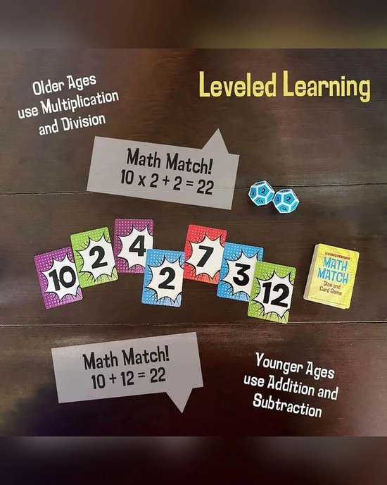 University Games Scholastic Math Match Tinned Dice & Card Game