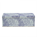 William Morris Marigold long deep rectangular tin with blue and green floral pattern