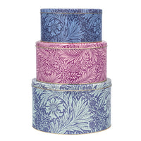 William Morris Marigold set of three round cake tins in blue green and pink