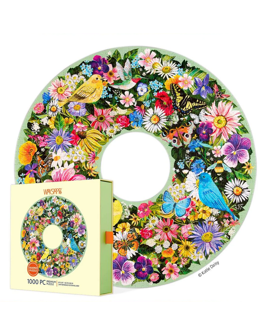 WerkShoppe - Spring Floral Wreath 1000 Pce - Round Ring Puzzle Adult Jigsaws