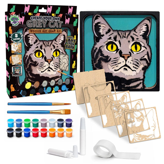 Wooden Art Craft Kit - Grey Cat