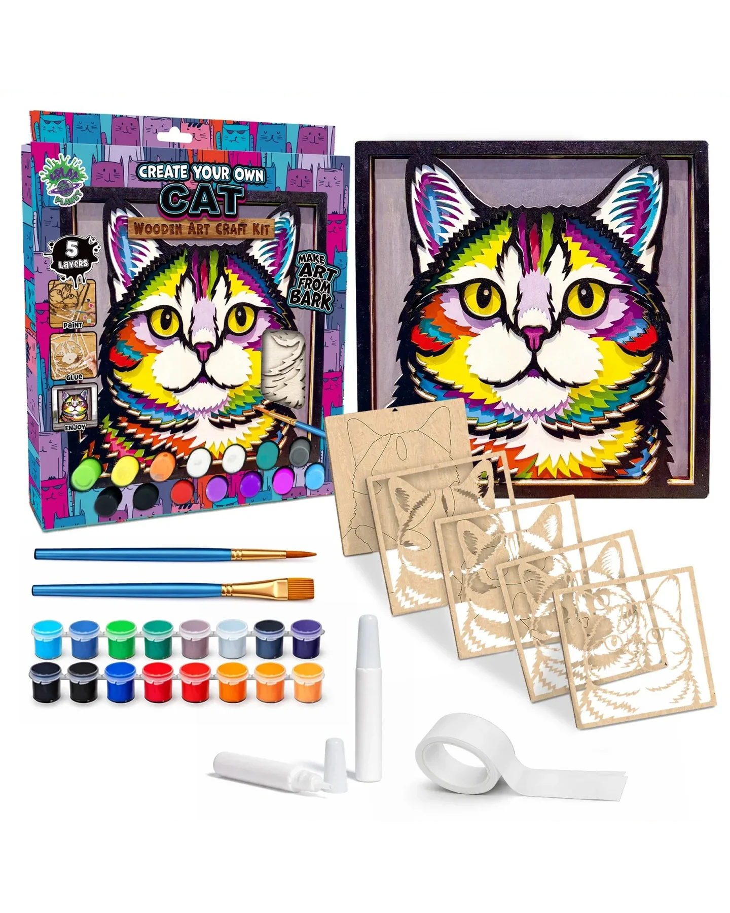 Splat Planet Cat Wooden Art Craft Kit