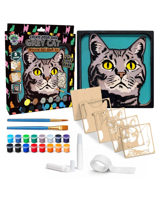 Wooden Art Craft Kit - Grey Cat