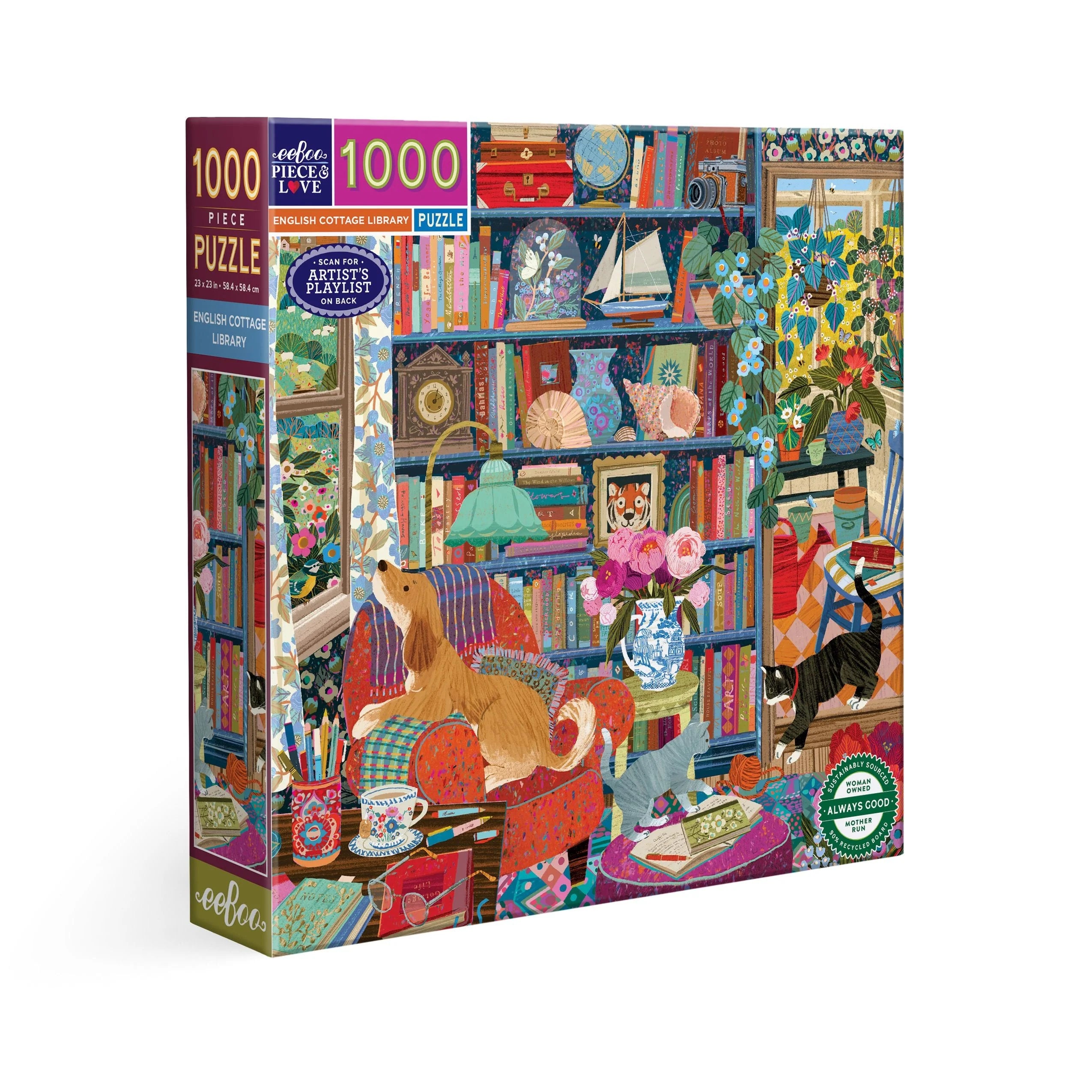 eeBoo English Cottage Library 1000-Piece Jigsaw Puzzle