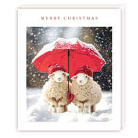 Two Sheep and an Umbrella Christmas Card