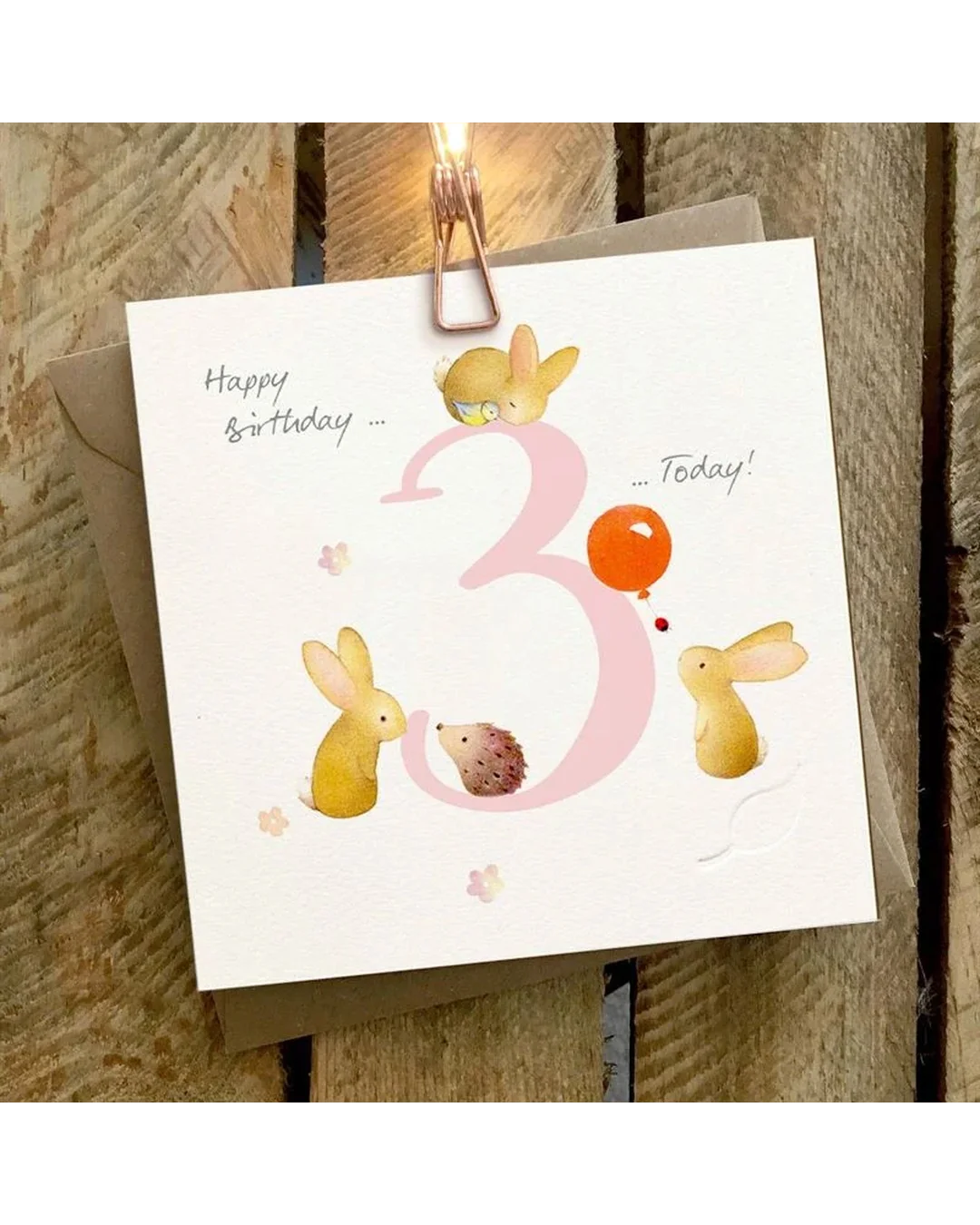 You're 3 Today Pink - 3rd Birthday Card Birthday Cards