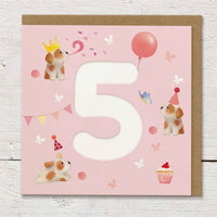 Puppies & Balloons - 5th Birthday Card
