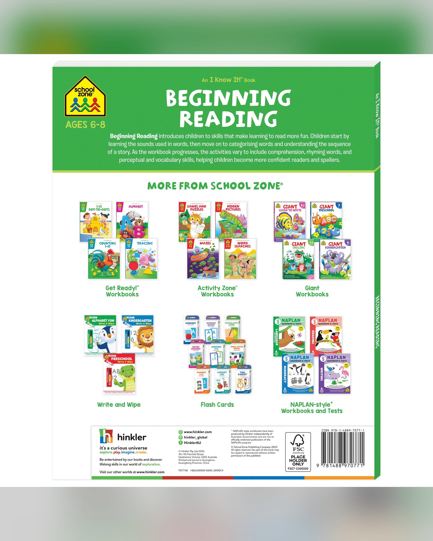School Zone Beginning Reading I Know It! Workbook-2